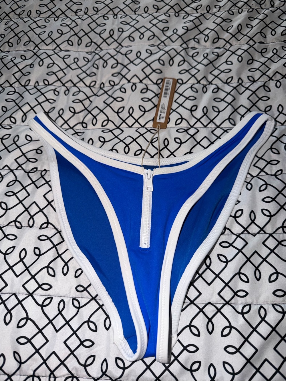 Skims Sporty Zipper Swim Dipped Tanga Bottom Cobalt